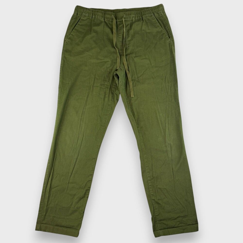 Wildfang Cotton Twill Pull On Pants Size M Olive Green Drawstring Stretch Pocket